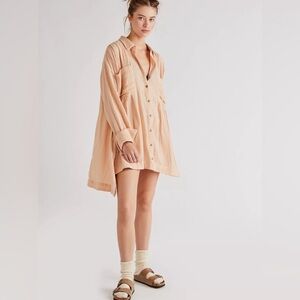 Free People The Voyager Shirtdress‎ in Taupe Sz S